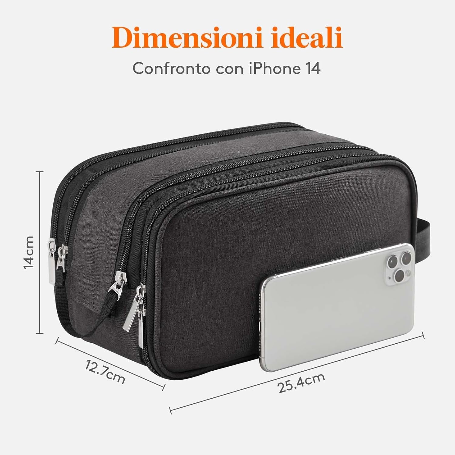 Beauty Case Viaggio, Trousse Resistente All'Acqua per Prodotti Da Toeletta E Accessori Da Barba, Medio, Nero