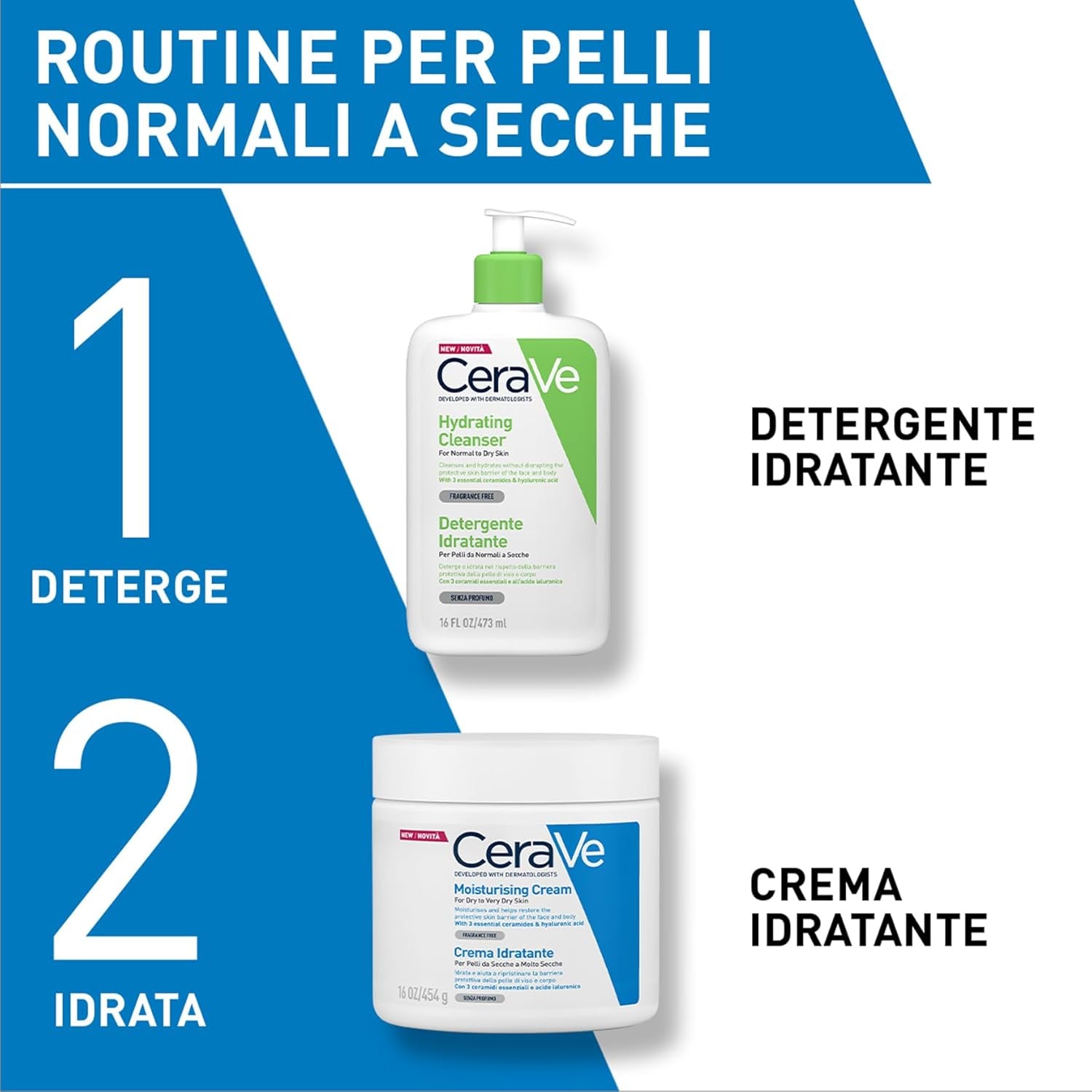 Cerave Detergente Idratante per Viso E Corpo, per Pelli Da Normali a Secche, Azione Nutriente E Rinfrescante, Con 3 Ceramidi E Acido Ialuronico, 562 Ml
