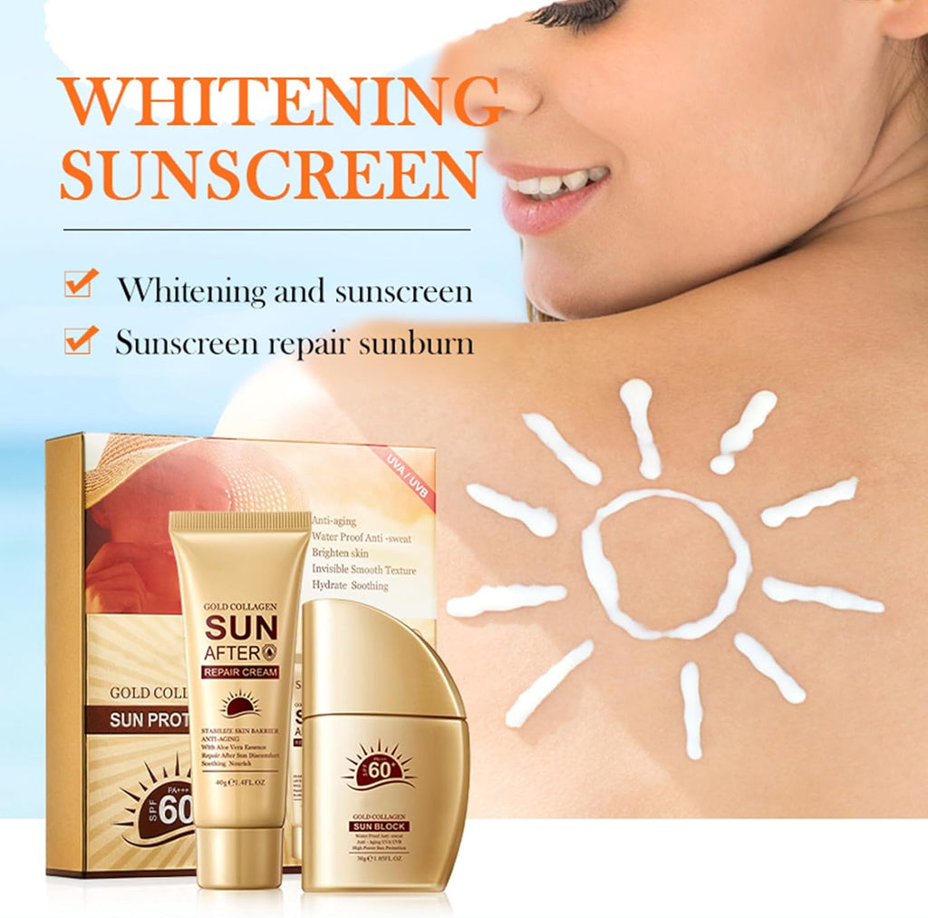 Crema Solare SPF60 +, Crema Solare Viso, Tutti Giorni Crema Solare Lozione Solare, Crema Solare Non Grassa per Il Viso, Texture Leggera, Protezione Solare a Lunga Durata (30G+40G)
