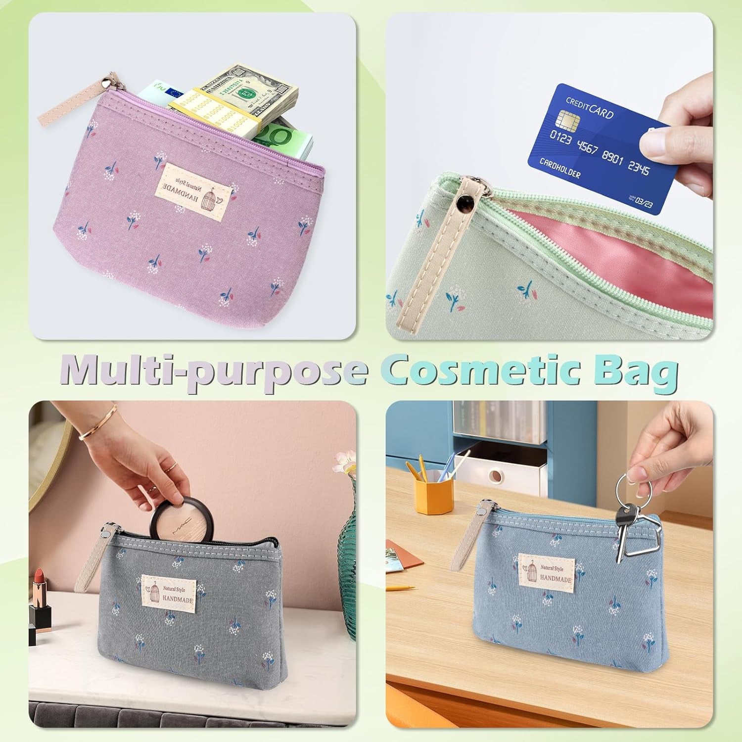 4 Pezzi Borsa Cosmetica Da Viaggio, Segeltuch Sacchetto Cosmetico,Borsa Cosmetica Portatile, Borsa Cosmetica Da Donna, Borse Da Toilette Impermeabile Portatile 18 X 11.5 X 4Cm