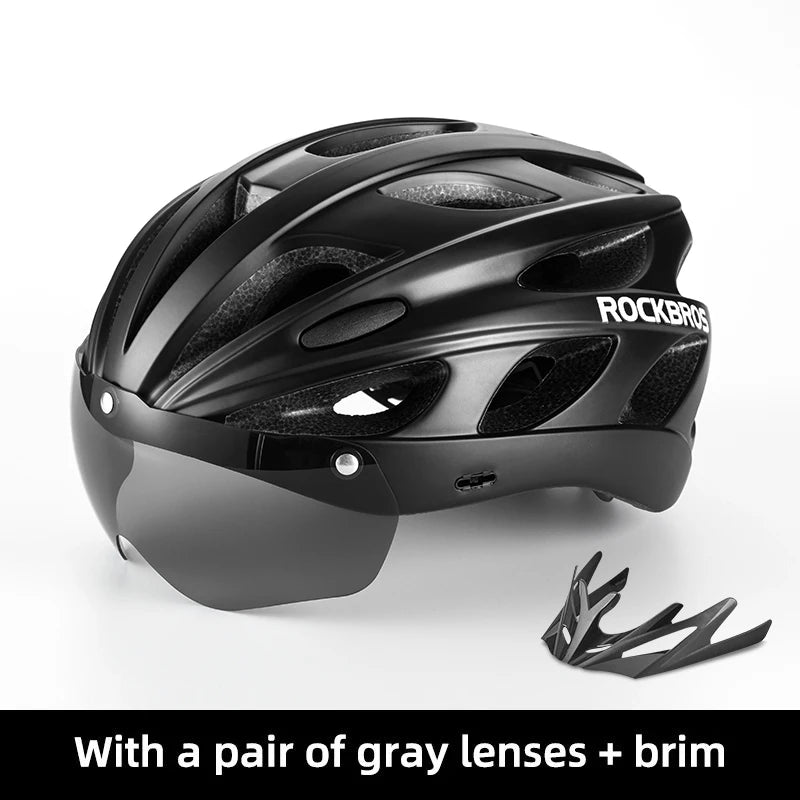 Bicycle Helmet Men EPS Integrally-Molded Breathable Cycling Helmet Men Women Goggles Lens Aero MTB Road Bike Helmet