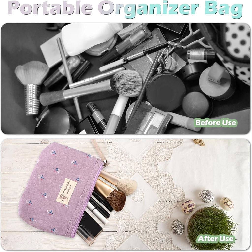 4 Pezzi Borsa Cosmetica Da Viaggio, Segeltuch Sacchetto Cosmetico,Borsa Cosmetica Portatile, Borsa Cosmetica Da Donna, Borse Da Toilette Impermeabile Portatile 18 X 11.5 X 4Cm