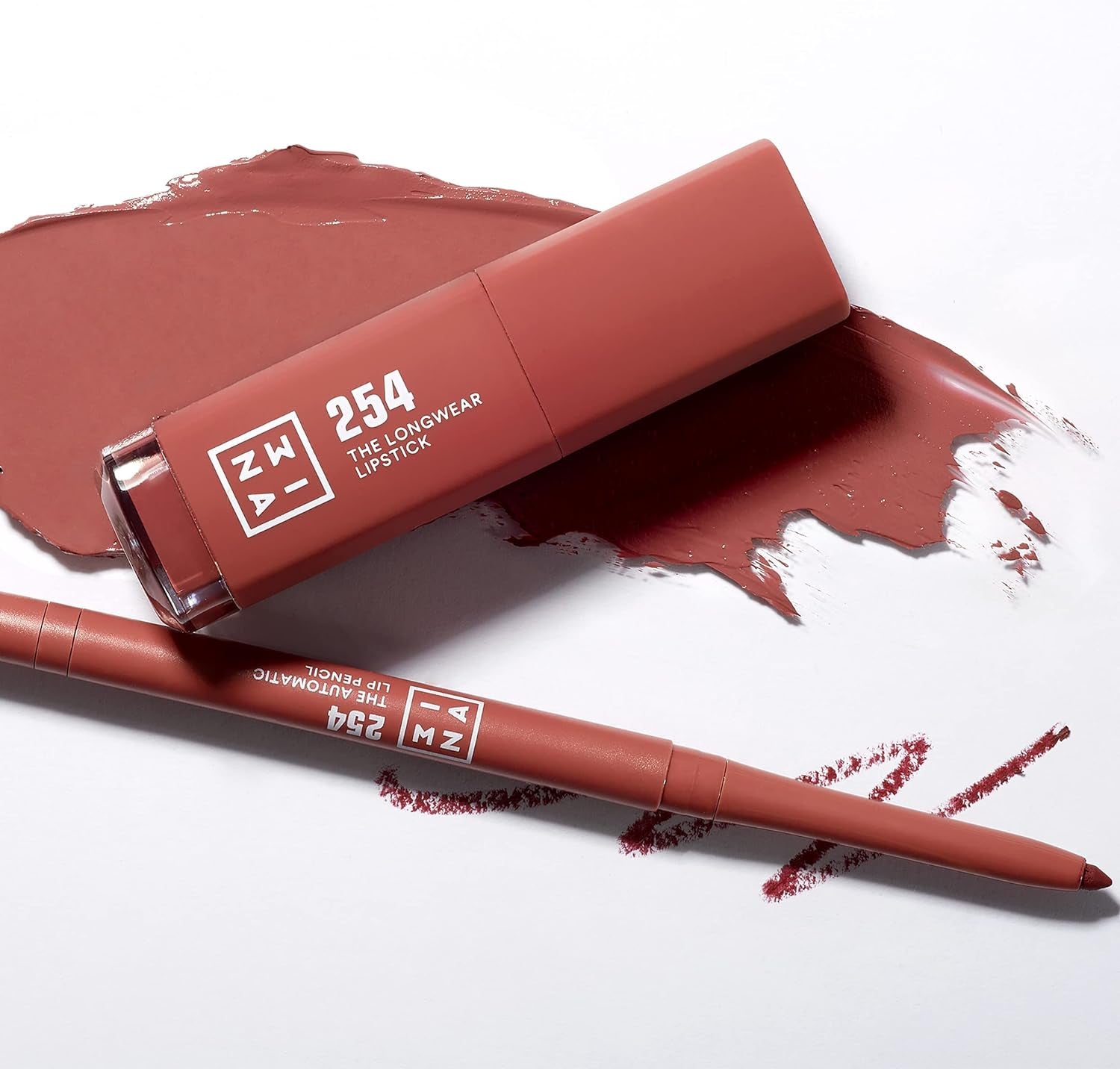 MAKEUP - the Longwear Lipstick 254 - Rosa Scuro Nudo - Rosetto Rosa Scuro Nudo Chiaro Con Acido per Nutrire Le Labbra - Rossetto Opaco Lunga Durata Altamente Pigmentato - Vegan - Cruelty Free