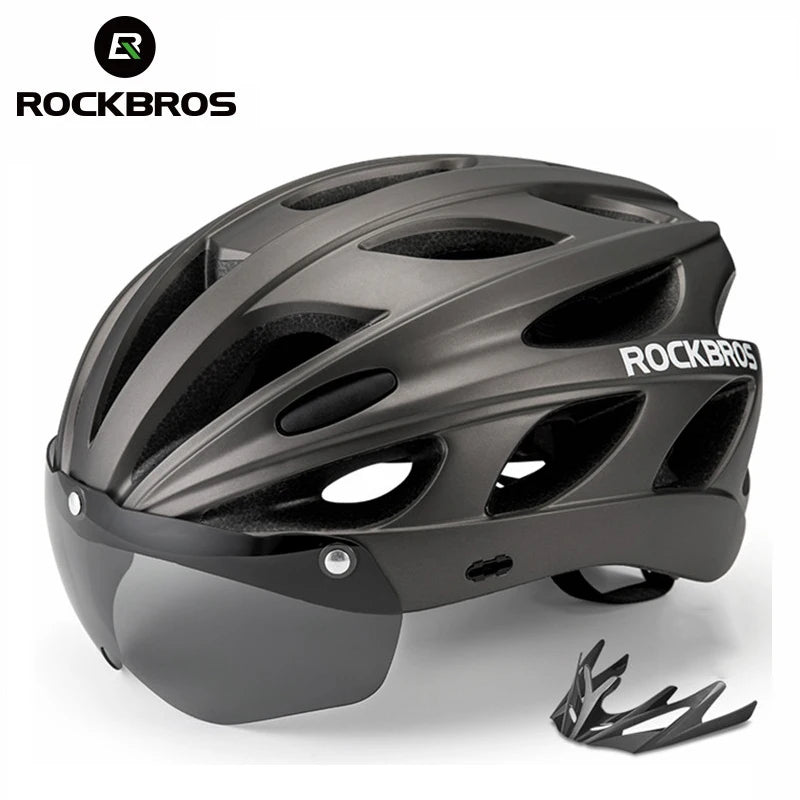 Bicycle Helmet Men EPS Integrally-Molded Breathable Cycling Helmet Men Women Goggles Lens Aero MTB Road Bike Helmet